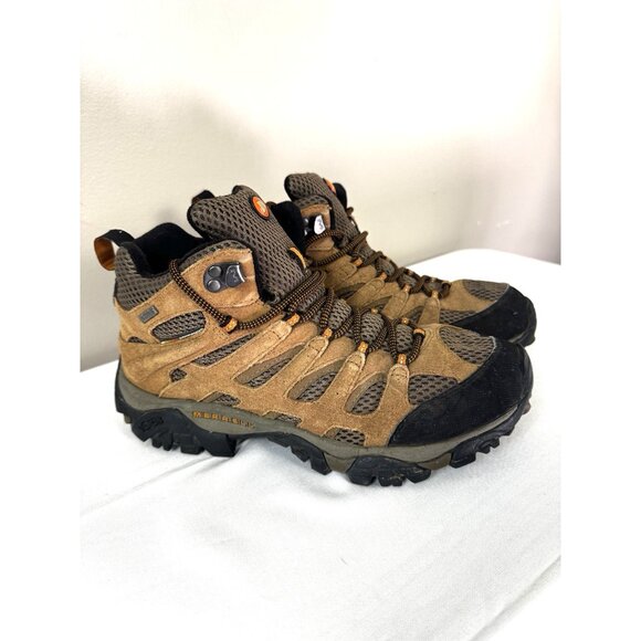 Merrell Mens Brown Earth Performance Waterproof Hiking Shoes 8 Gorp Boots Trails - Picture 2 of 16